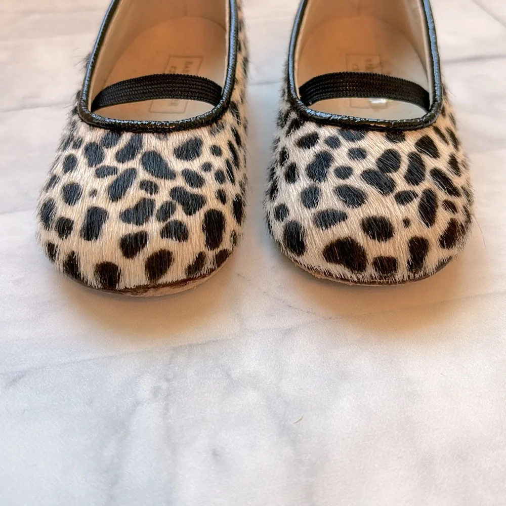 Babywalker Black & White Leopard Print Calf-Hair Flats for Baby Girls